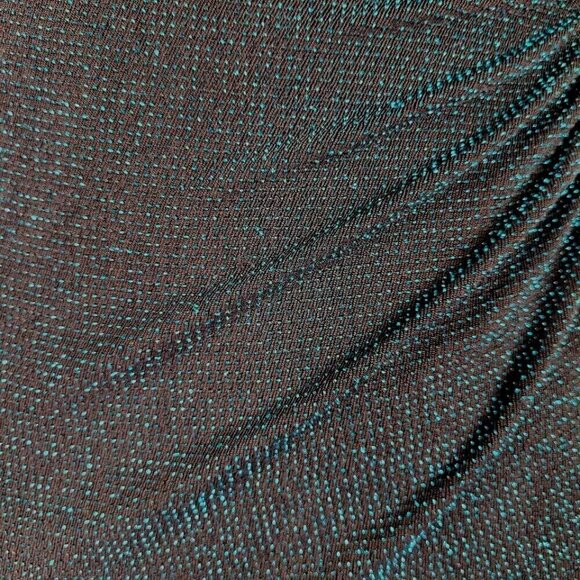 Vince Camuto Bodycon Dress Size 6 Black Aqua Asymmetrical Neck Sparkle Ruching - Picture 5 of 13